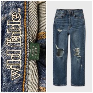 Women’s high rise distressed straight jeans